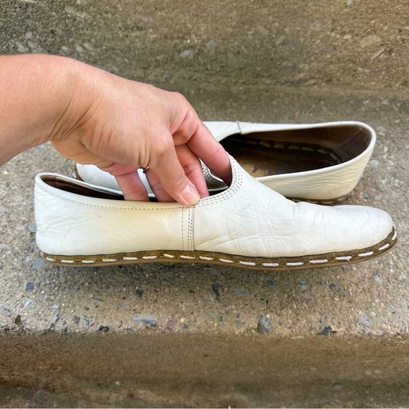Sabah Handmade Ivory Leather Slip-On Loafers M 43 Unisex 11-11.5 Turkey Artisan main image 5